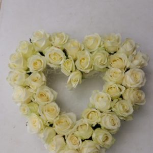Solid White Rose Open Heart 15 inch