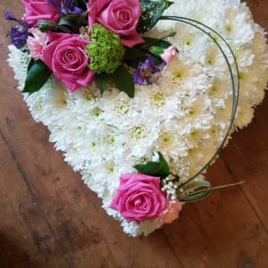 Solid Heart with Pink Roses.