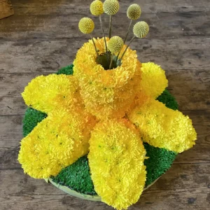 Daffodil Floral Tribute on a 16 inch Posy Pad